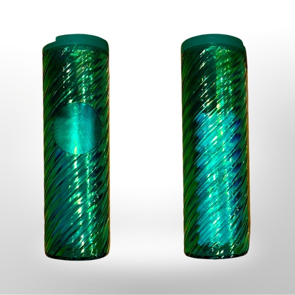 💚 Starbucks 2022 Holiday Candy Cane Swirl Tumbler with Lime Green Bumper NEW - Picture 12 of 12